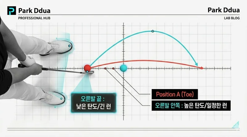 스크린 골프 필드 차이 공 위치 거리감 조절 데이터 분석 삽화