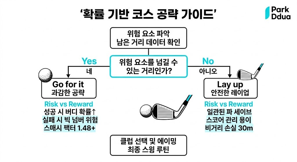 골프 리스크 리워드 결정 도표 파5 투온 전략