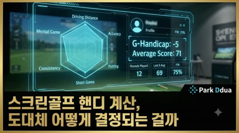 스크린골프 핸디 계산 G핸디 평균 타수 독수리 등급 육각형 지표 섬네일