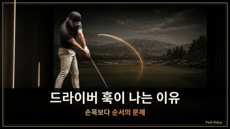 몸보다 팔과 손목이 먼저 돌아 드라이버 페이스가 닫히는 모습을 표현한 썸네일