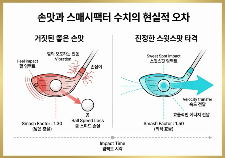 스매시팩터 정타 손맛 타점 불일치 원인 분석 도표